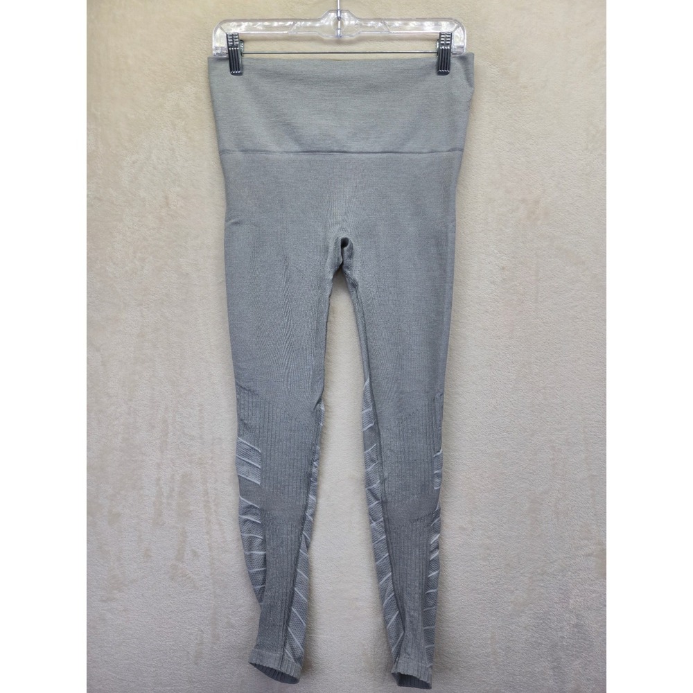 BLANQI Maternity Pregnant Seamless High Waisted Moto Ribbed Leggings Gray